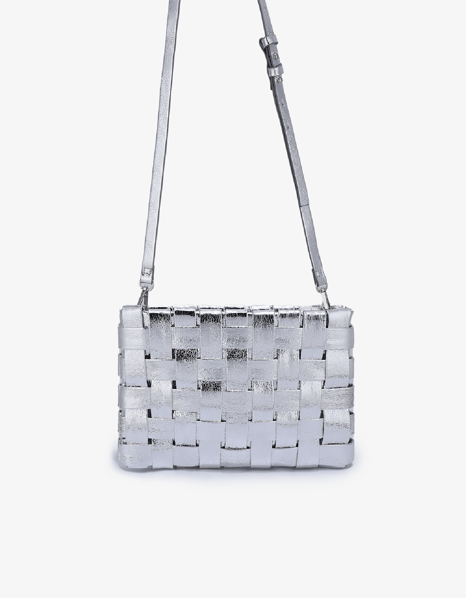 LINDY CLUTCH WOVEN LARGE HI SHINE METALLIC SILVER - REMI/REID