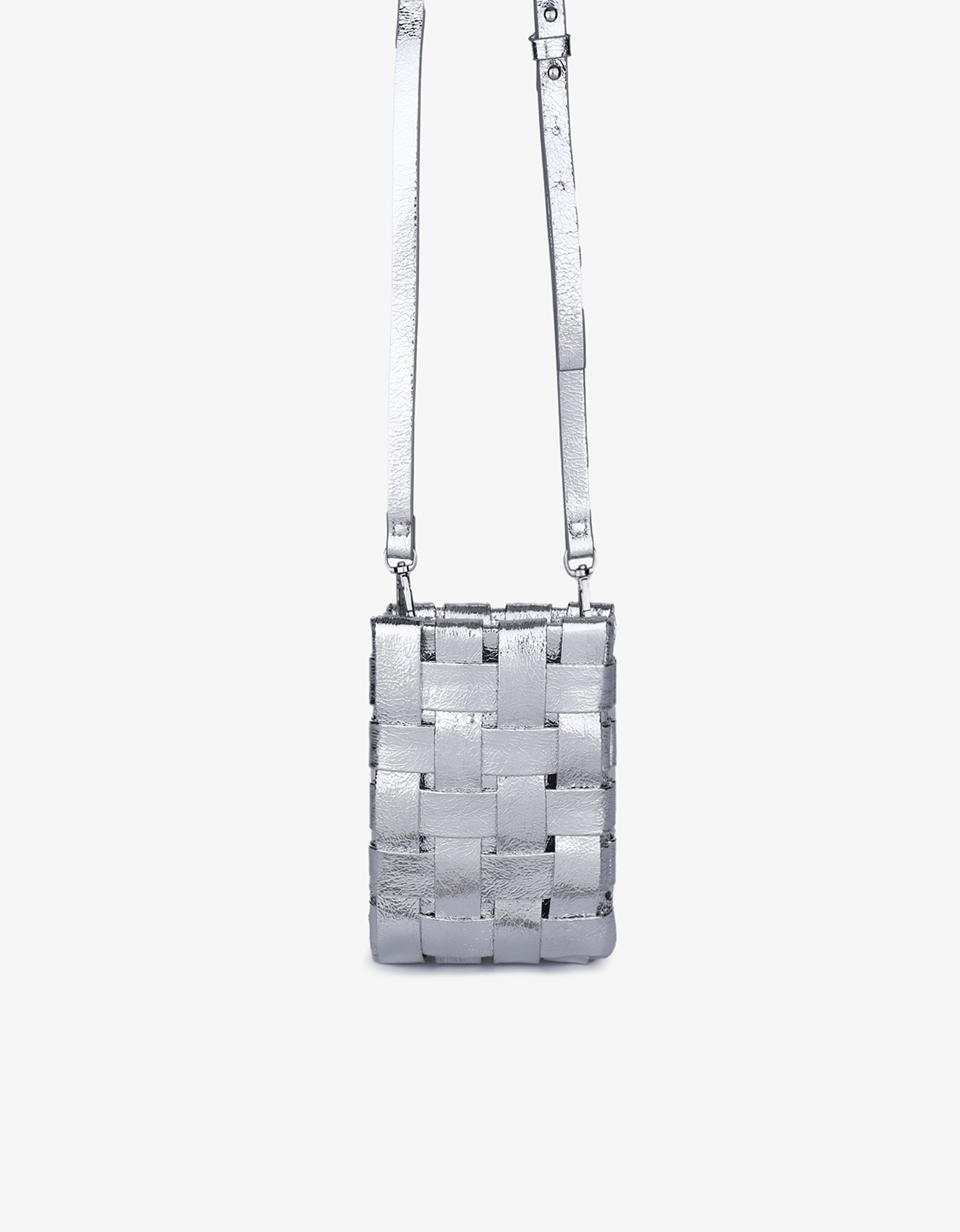 LINDY WOVEN CELLPHONE HI SHINE METALLIC SILVER - REMI/REID