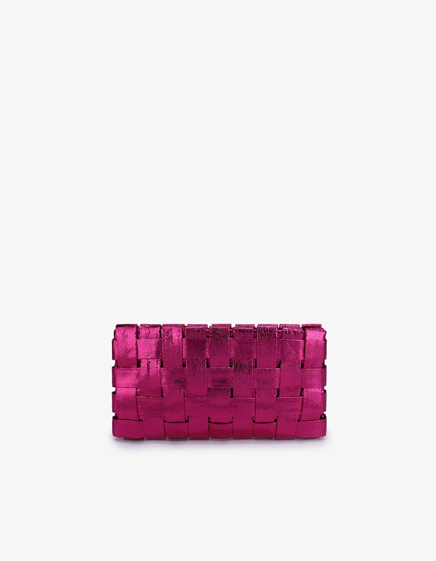 LINDY WOVEN CLUTCH SMALL HI SHINE METALLIC MAGENTA - REMI/REID