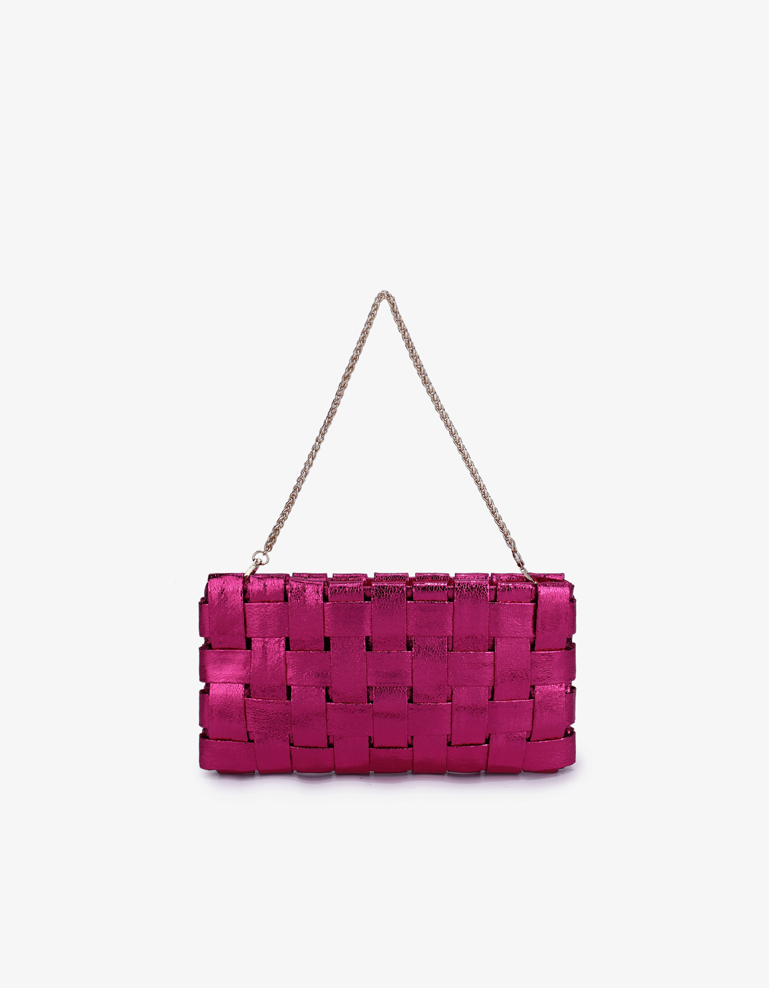 LINDY WOVEN CLUTCH SMALL HI SHINE METALLIC MAGENTA - REMI/REID