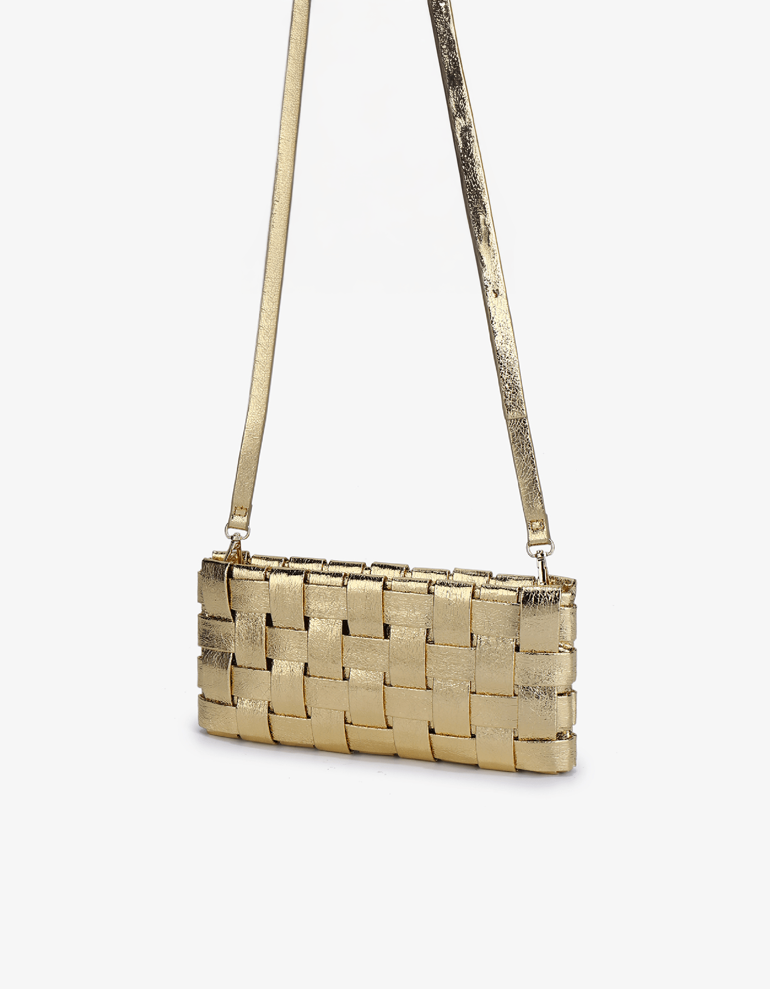 LINDY WOVEN CLUTCH SMALL HI SHINE METALLIC PLATINUM - REMI/REID