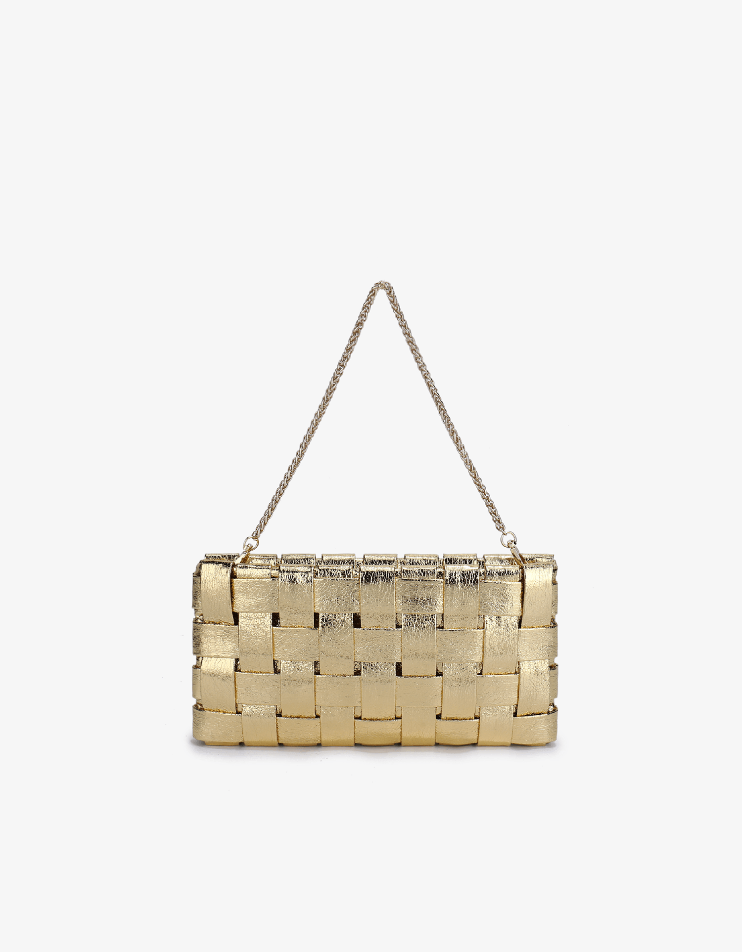 LINDY WOVEN CLUTCH SMALL HI SHINE METALLIC PLATINUM - REMI/REID