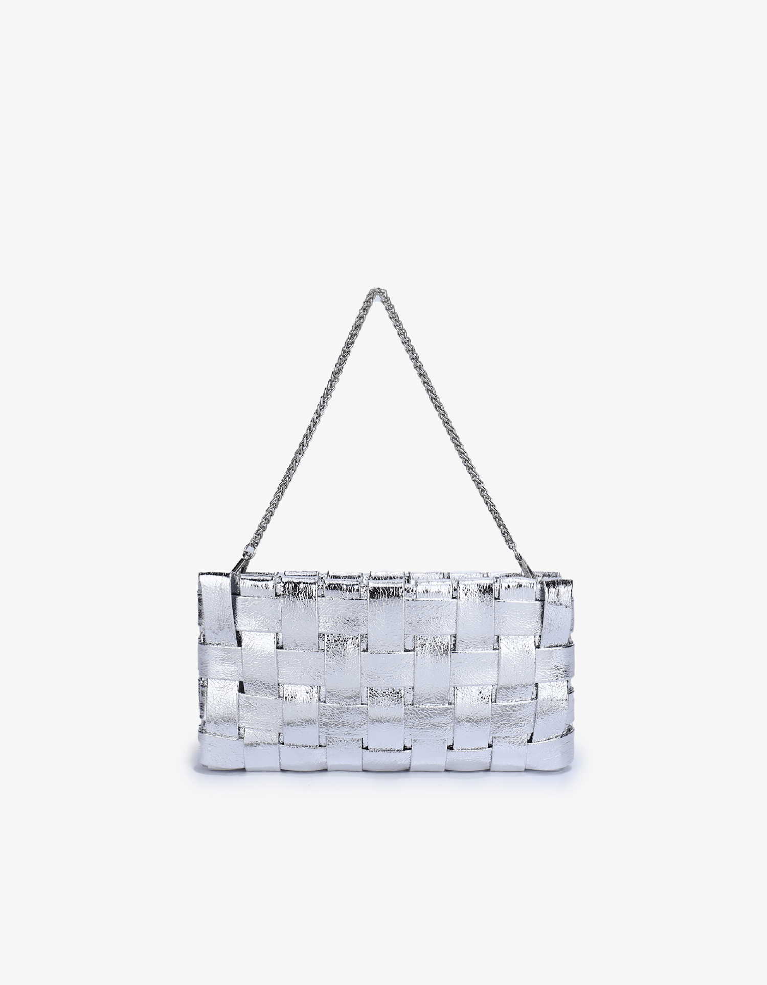 LINDY WOVEN CLUTCH SMALL HI SHINE METALLIC SILVER - REMI/REID