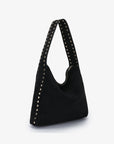 PASCAL SHOULDER STUDDED FAUX SUEDE BLACK - REMI/REID
