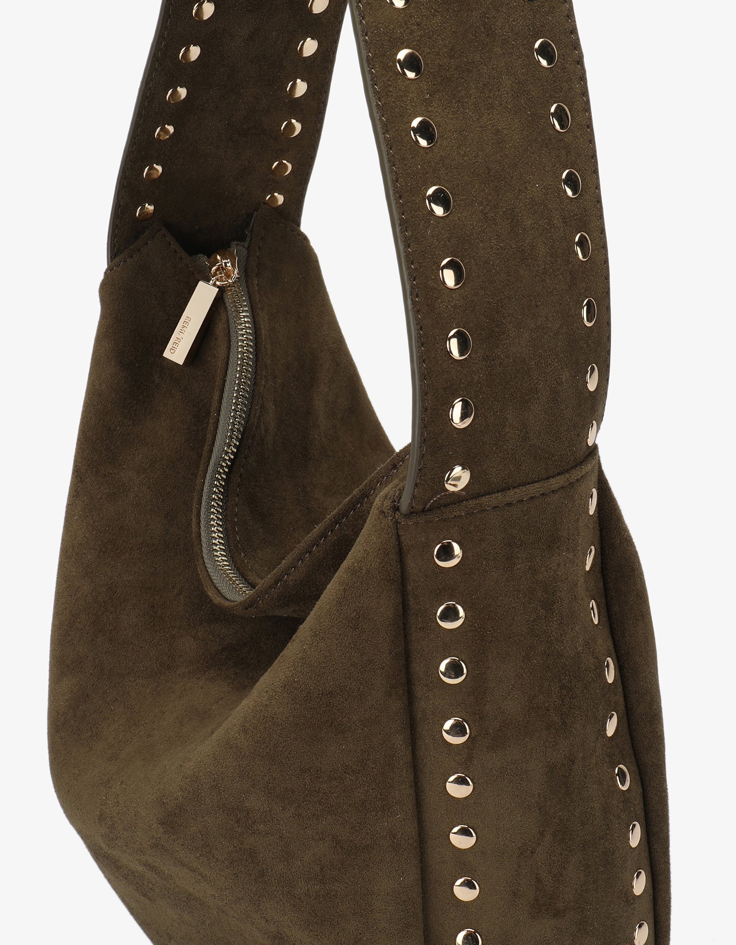 PASCAL SHOULDER STUDDED FAUX SUEDE OLIVE - REMI/REID