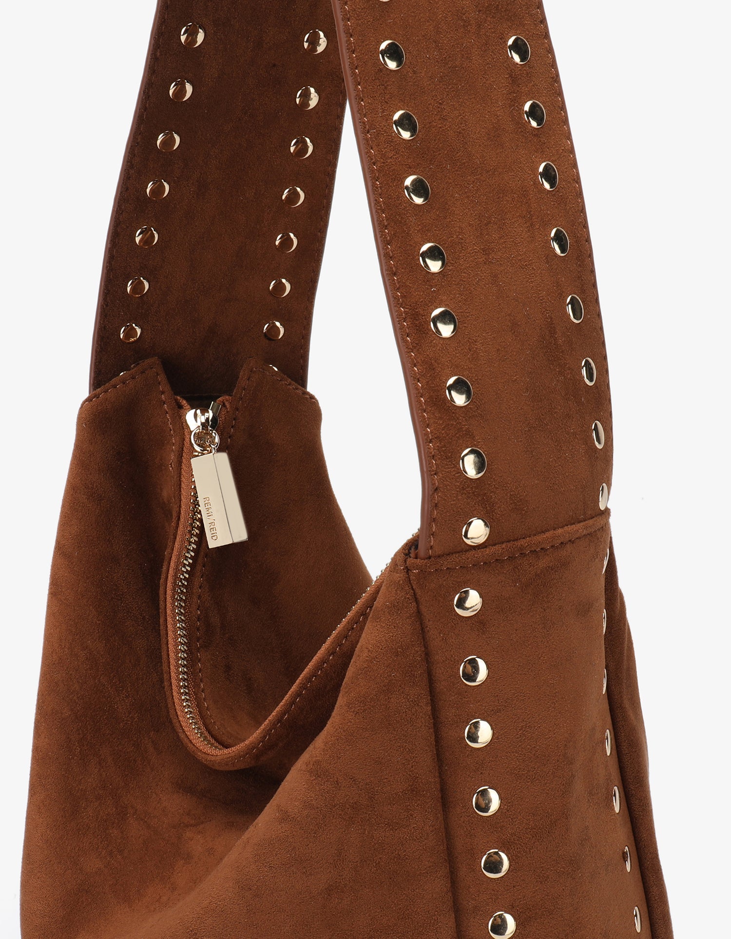 PASCAL SHOULDER STUDDED FAUX SUEDE RUST - REMI/REID