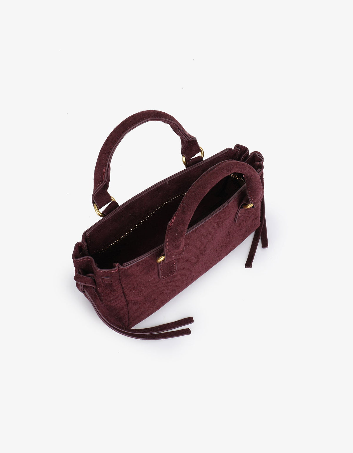 PEPPER MINI SATCHEL FAUX SUEDE AUBERGINE - REMI/REID