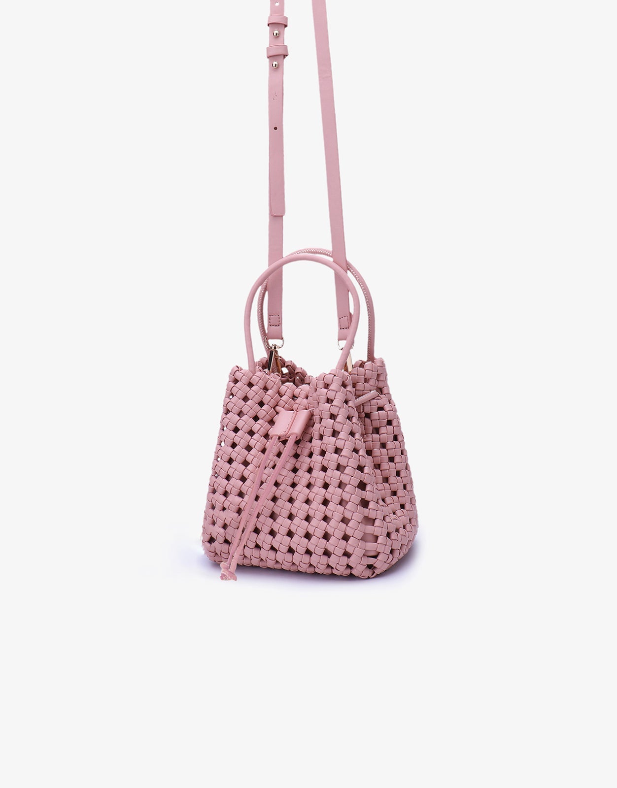 PERRIE BUCKET MINI WOVEN SQUARE BALLET PINK - REMI/REID