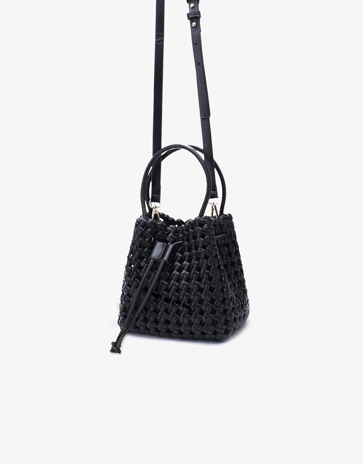 PERRIE BUCKET MINI WOVEN SQUARE BLACK - REMI/REID