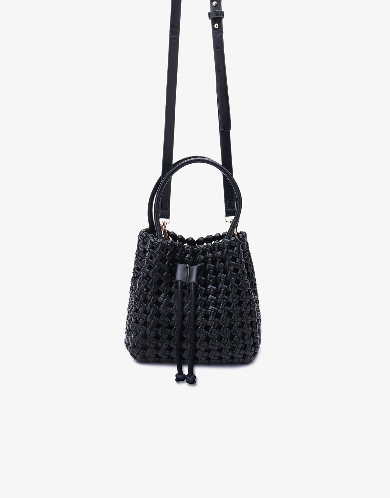 PERRIE BUCKET MINI WOVEN SQUARE BLACK - REMI/REID
