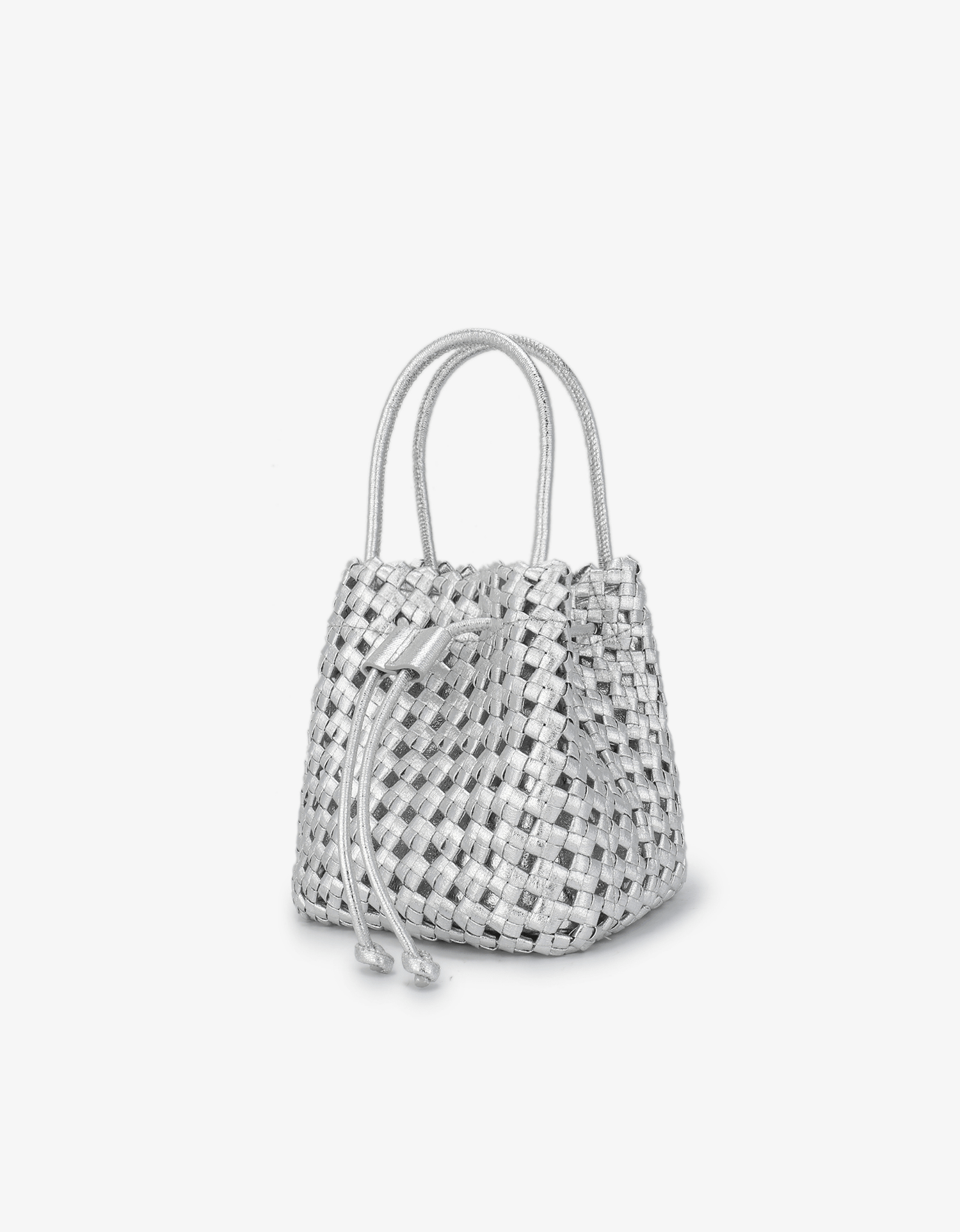 PERRIE BUCKET MINI WOVEN SQUARE HI SHINE SILVER - REMI/REID