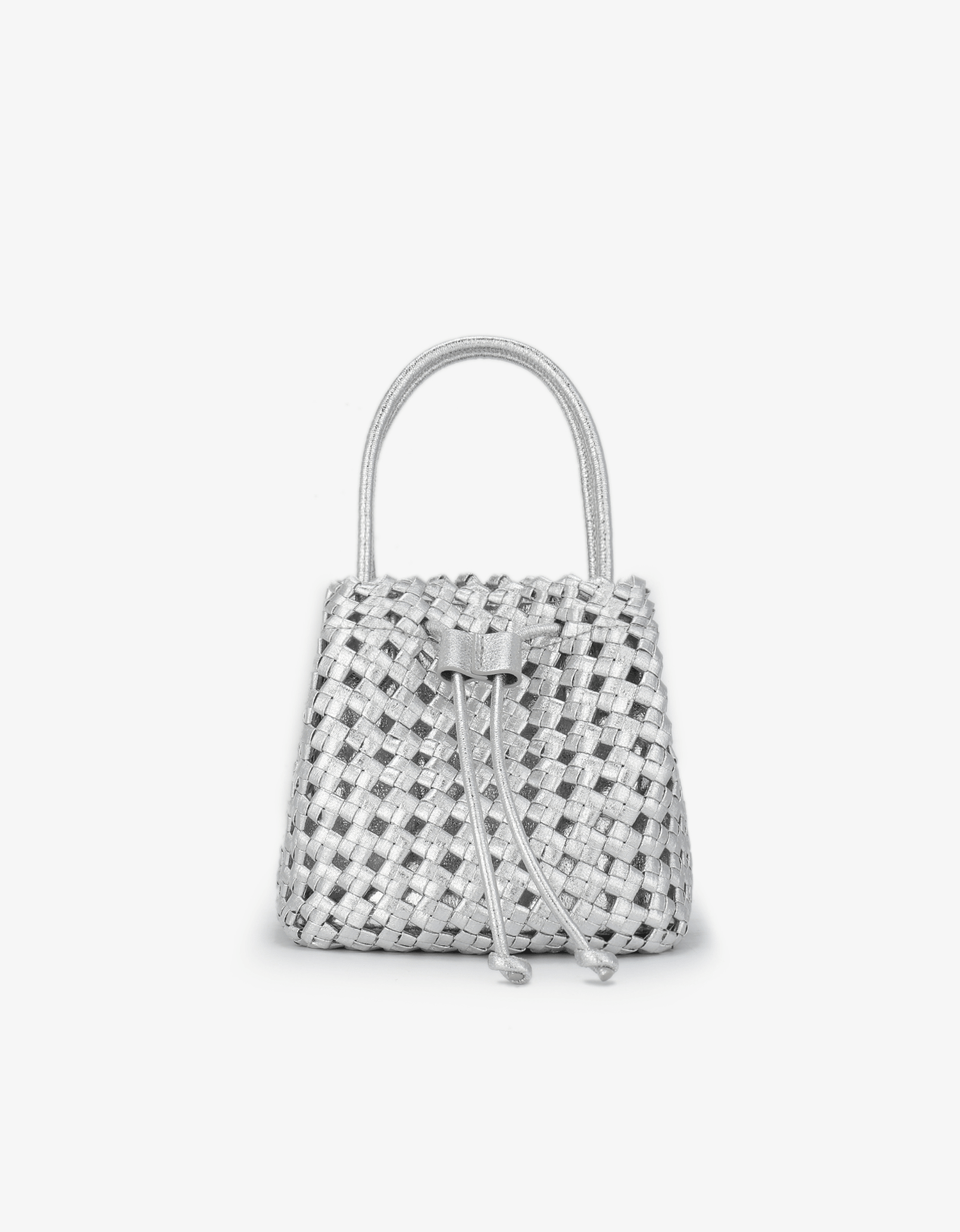 PERRIE BUCKET MINI WOVEN SQUARE HI SHINE SILVER - REMI/REID