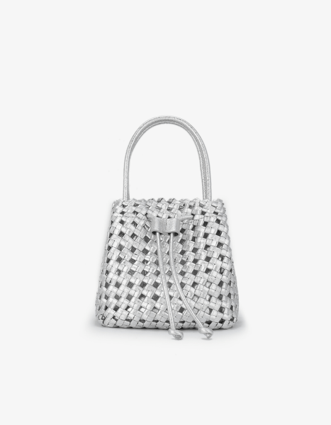 PERRIE BUCKET MINI WOVEN SQUARE HI SHINE SILVER – REMI/REID