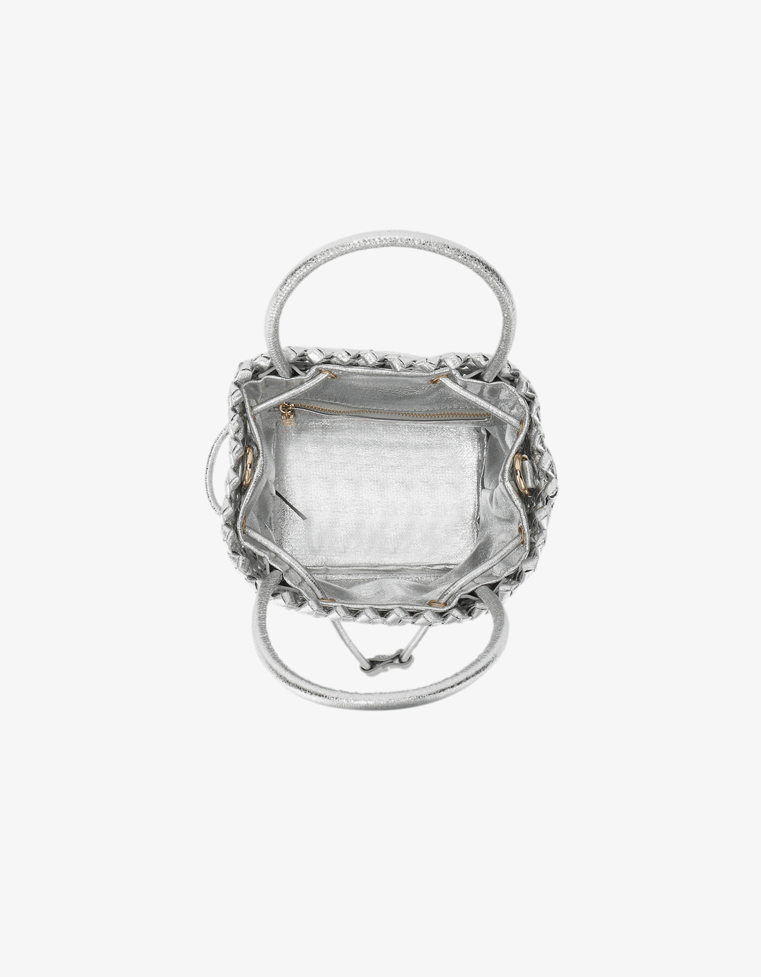 PERRIE BUCKET MINI WOVEN SQUARE HI SHINE SILVER - REMI/REID