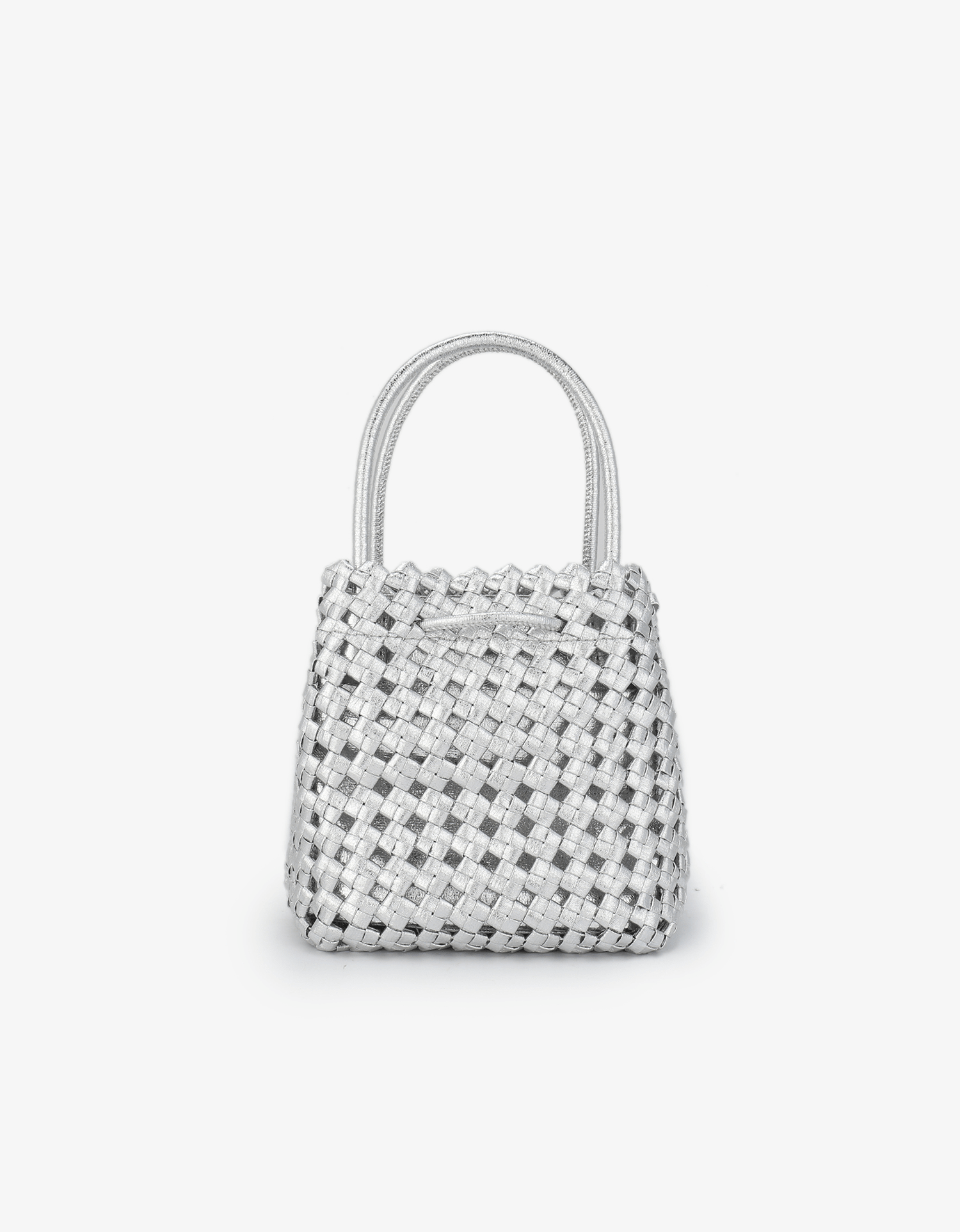 PERRIE BUCKET MINI WOVEN SQUARE HI SHINE SILVER - REMI/REID