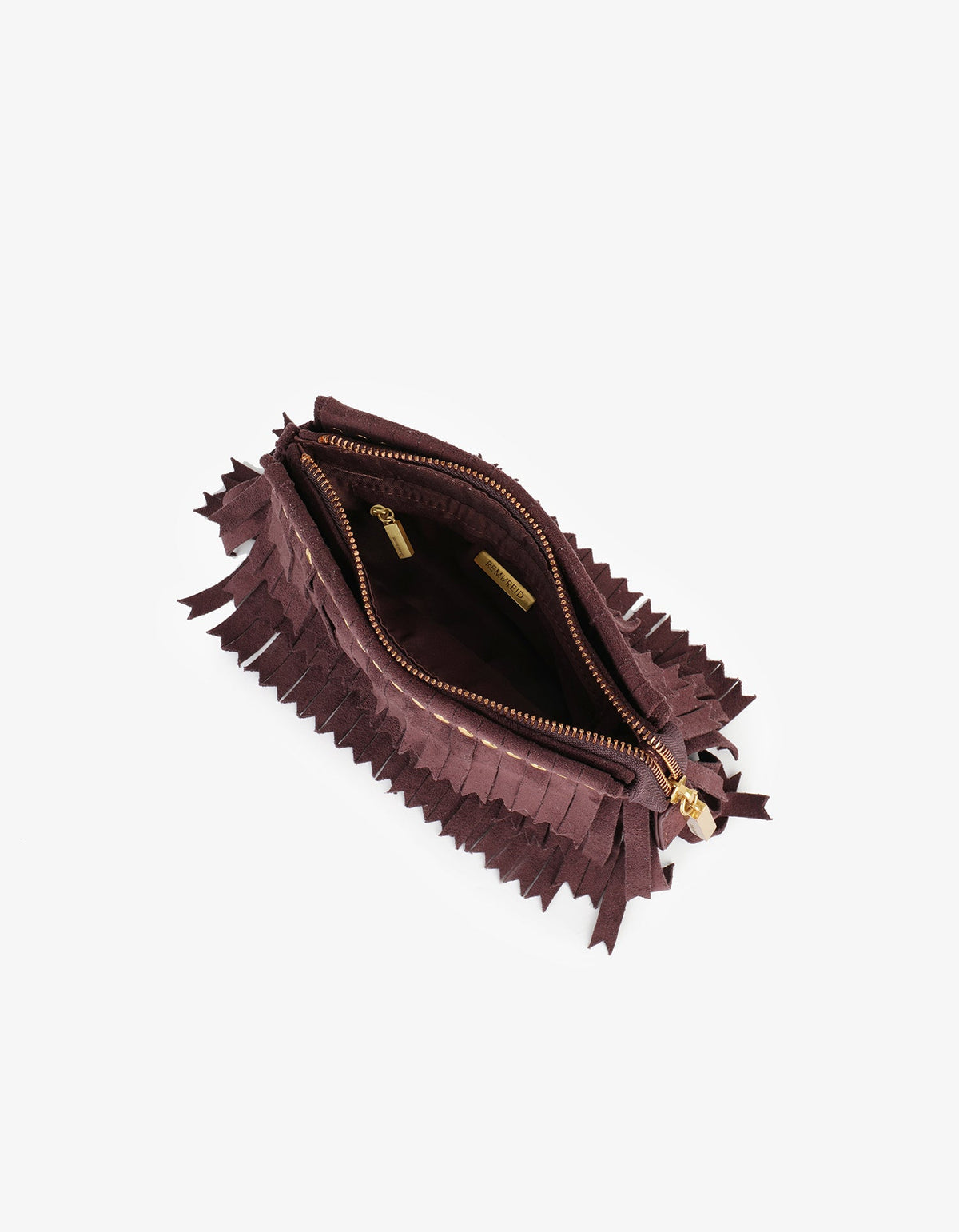 VASSEL FRINGE CLUTCH FAUX SUEDE BERRY - REMI/REID