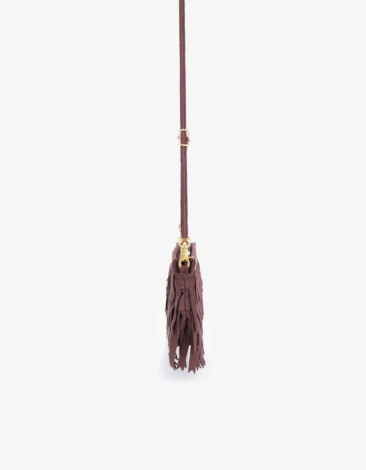 VASSEL FRINGE CLUTCH FAUX SUEDE BERRY - REMI/REID