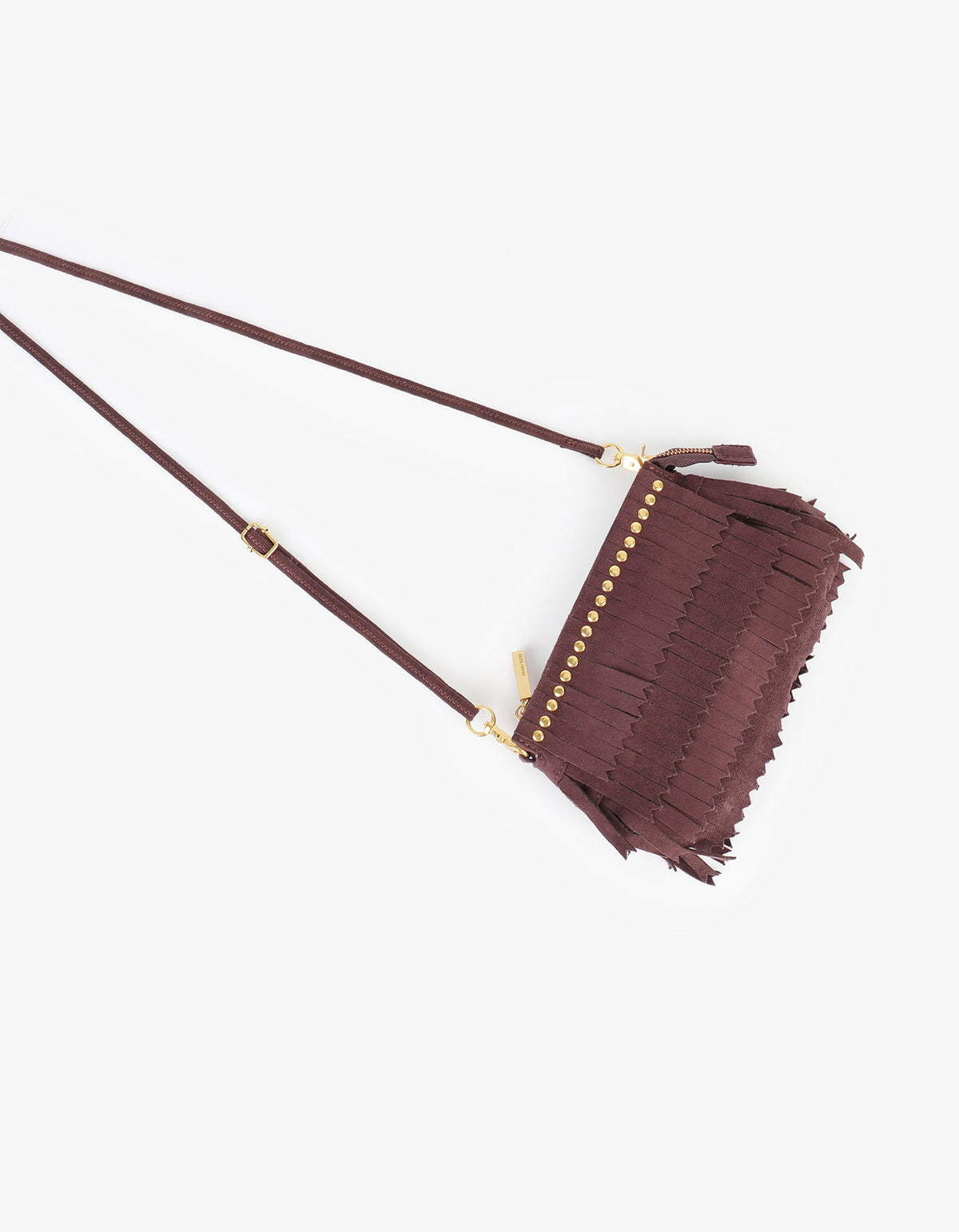 VASSEL FRINGE CLUTCH FAUX SUEDE BERRY - REMI/REID