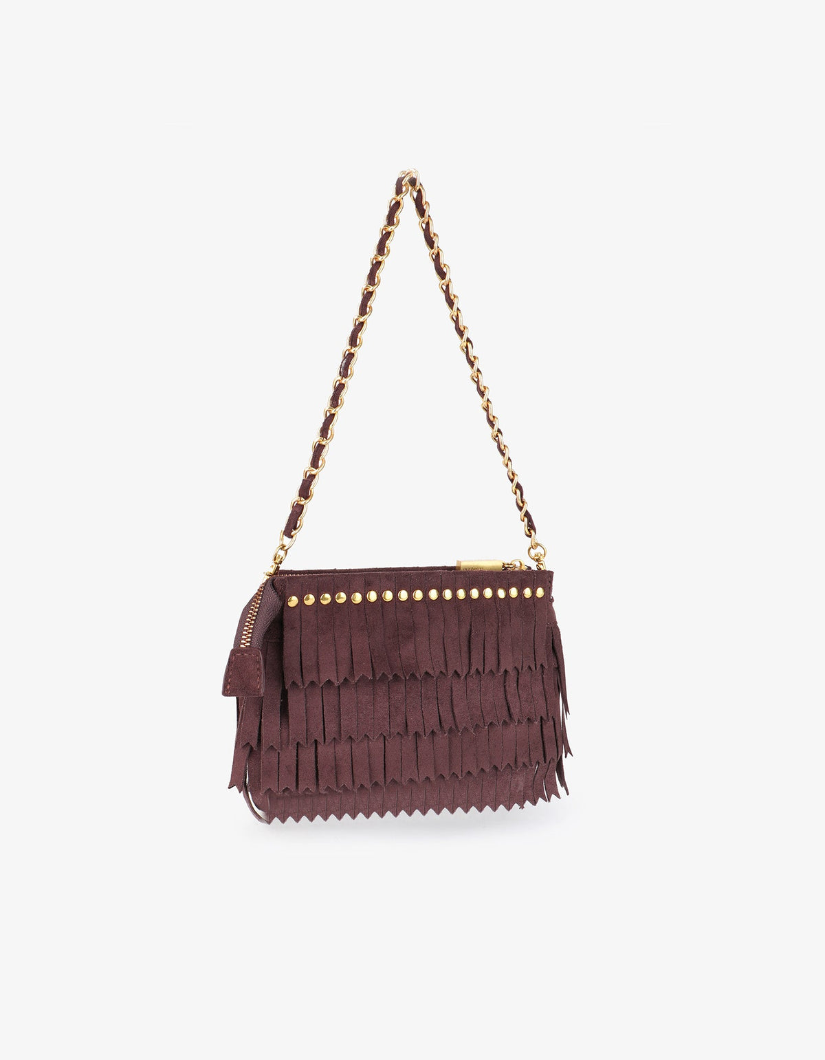 VASSEL FRINGE CLUTCH FAUX SUEDE BERRY - REMI/REID