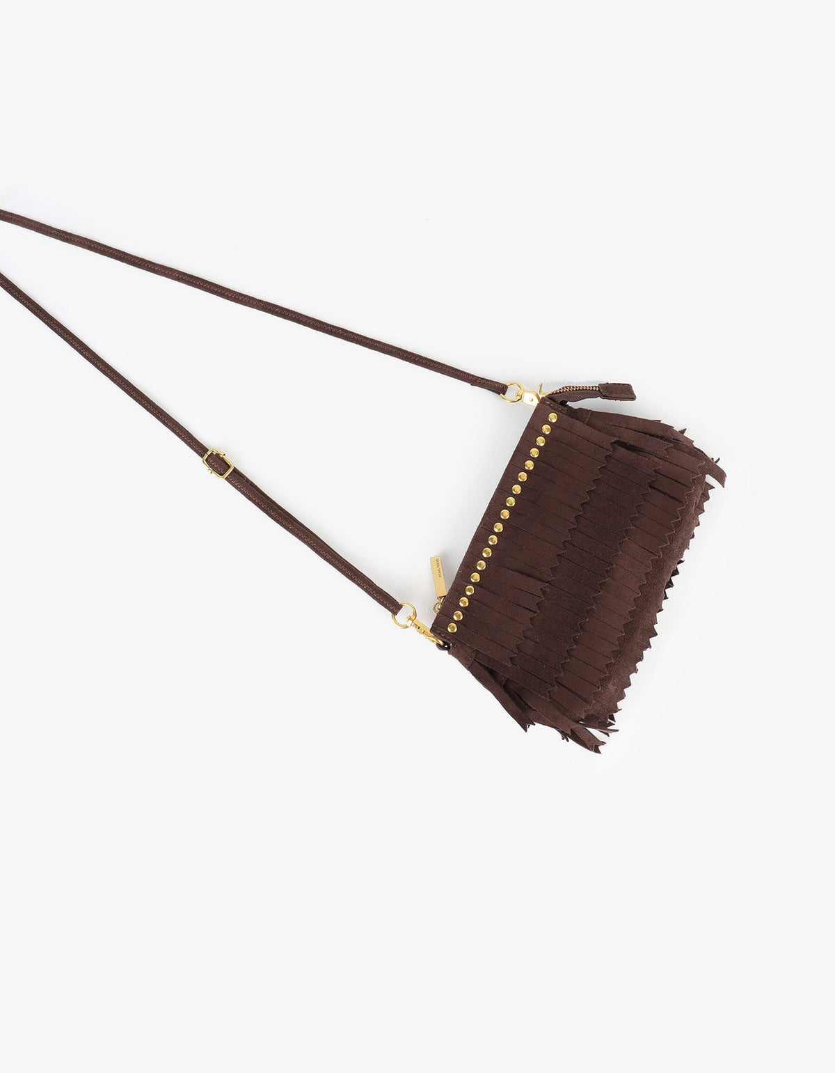 VASSEL FRINGE CLUTCH FAUX SUEDE CHOCOLATE - REMI/REID