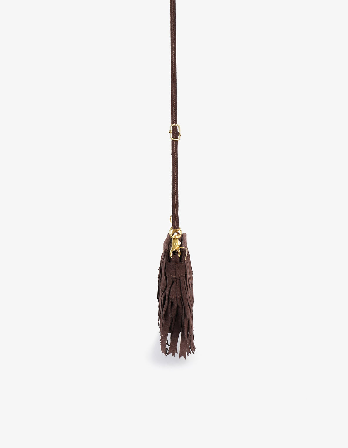 VASSEL FRINGE CLUTCH FAUX SUEDE CHOCOLATE - REMI/REID