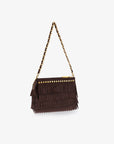VASSEL FRINGE CLUTCH FAUX SUEDE CHOCOLATE - REMI/REID