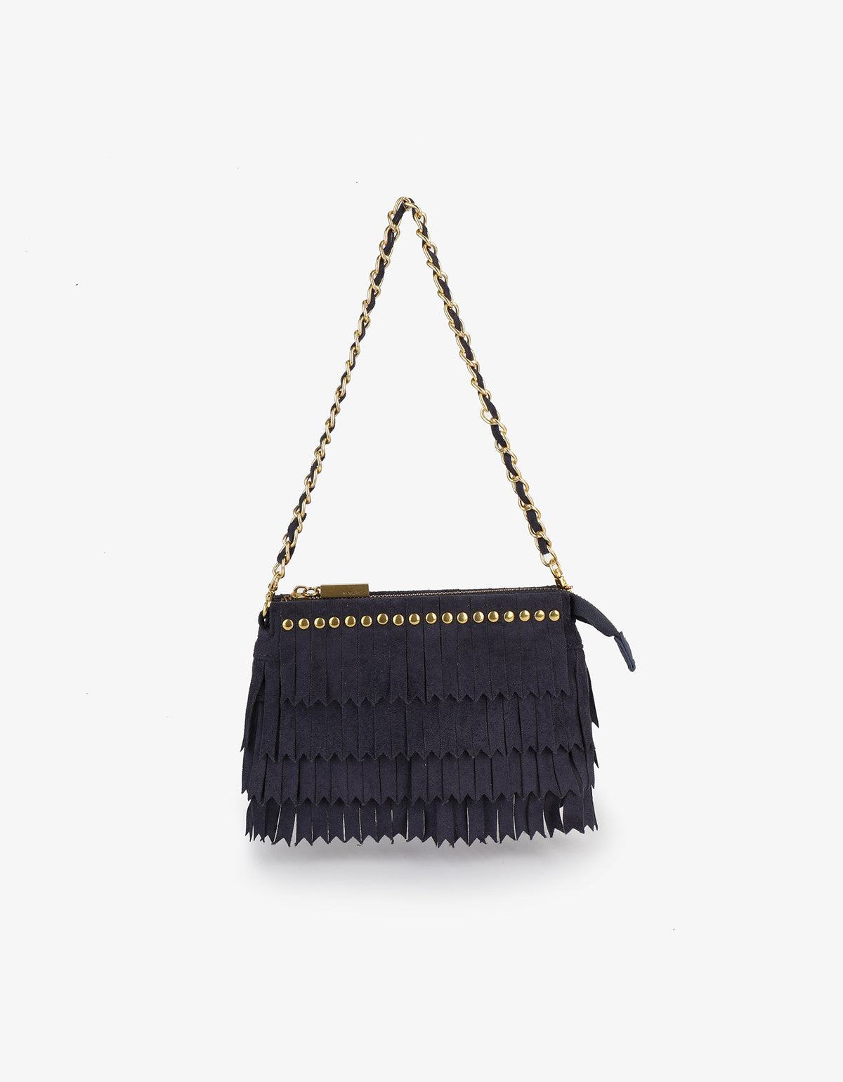 VASSEL FRINGE CLUTCH FAUX SUEDE NAVY - REMI/REID