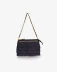 VASSEL FRINGE CLUTCH FAUX SUEDE NAVY - REMI/REID