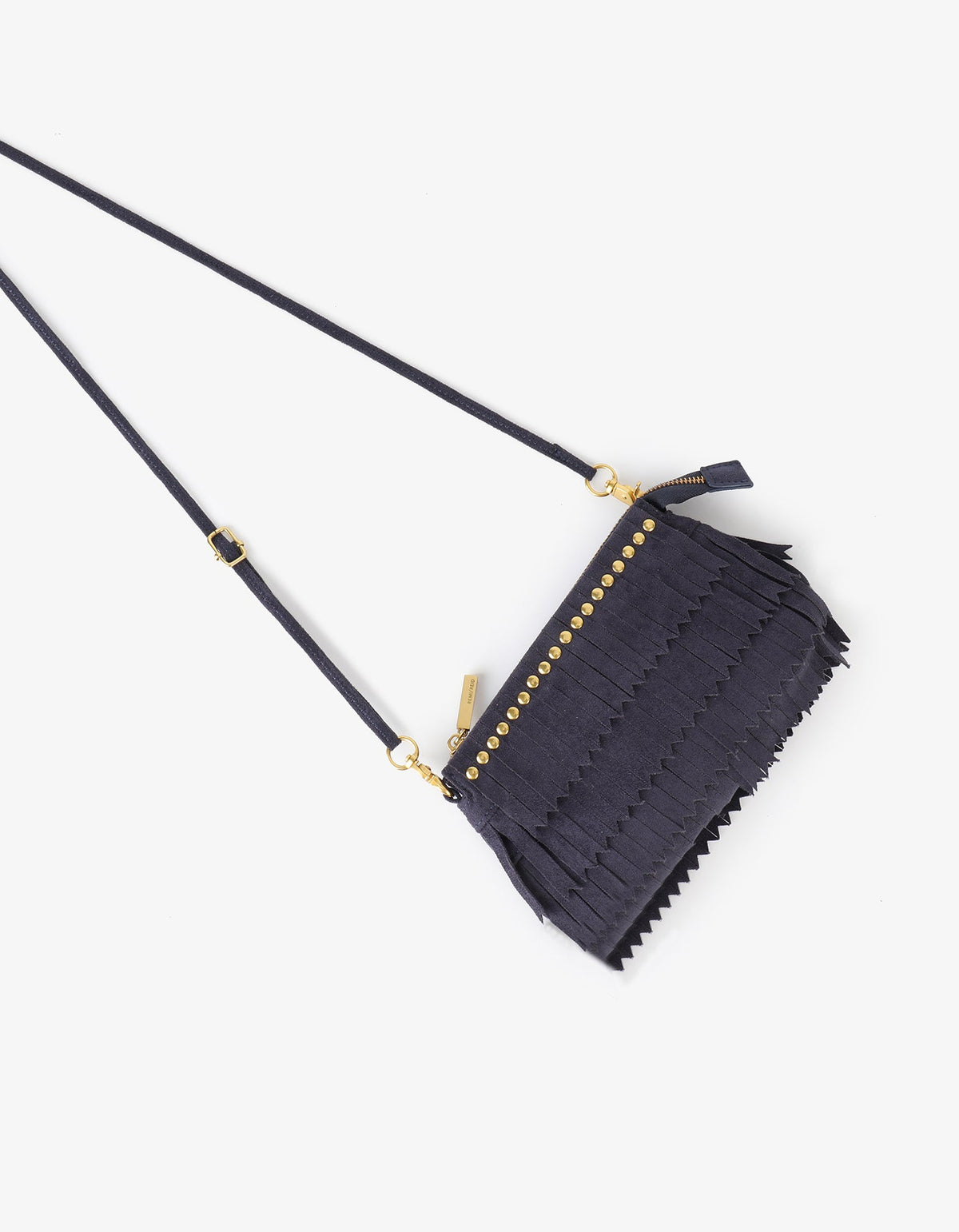 VASSEL FRINGE CLUTCH FAUX SUEDE NAVY - REMI/REID