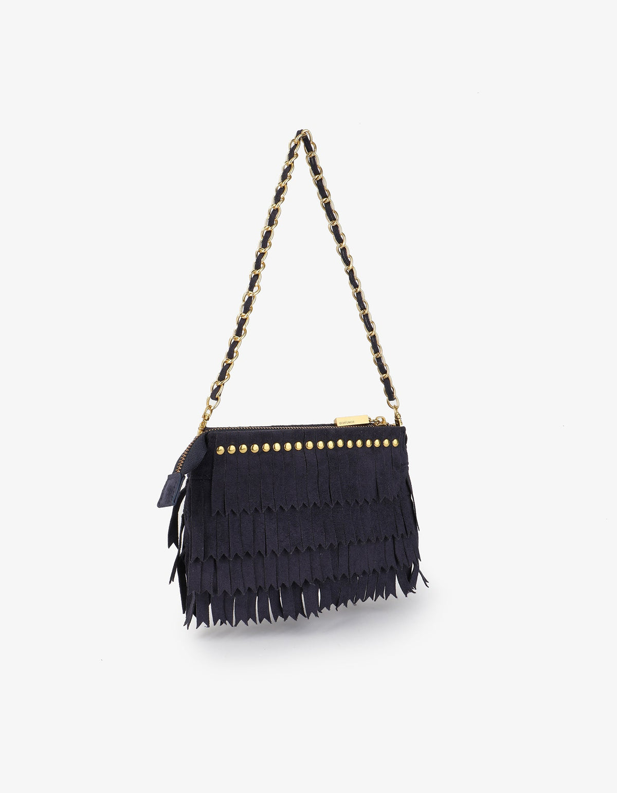 VASSEL FRINGE CLUTCH FAUX SUEDE NAVY - REMI/REID