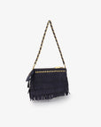 VASSEL FRINGE CLUTCH FAUX SUEDE NAVY - REMI/REID