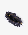 VASSEL FRINGE CLUTCH FAUX SUEDE NAVY - REMI/REID