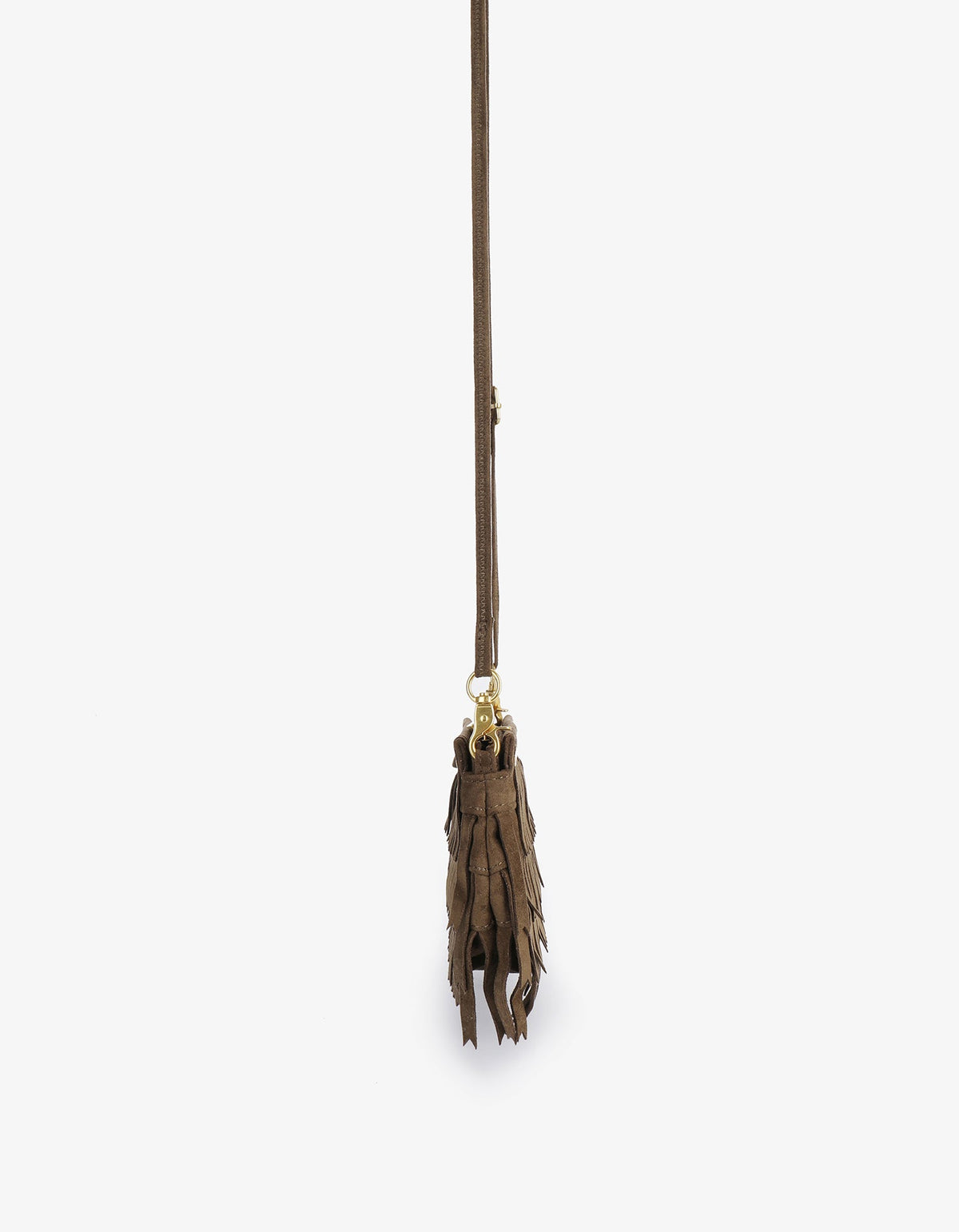 VASSEL FRINGE CLUTCH FAUX SUEDE OLIVE - REMI/REID