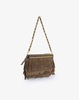 VASSEL FRINGE CLUTCH FAUX SUEDE OLIVE - REMI/REID