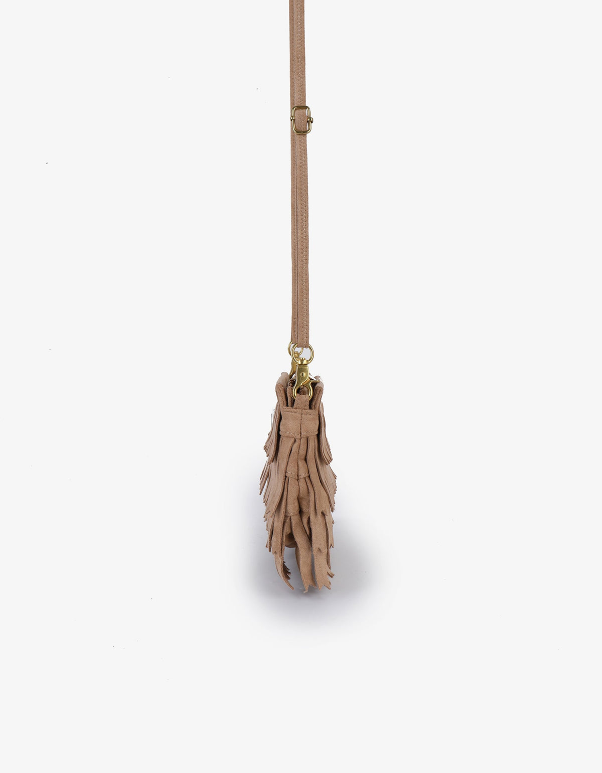 VASSEL FRINGE CLUTCH FAUX SUEDE TAN - REMI/REID