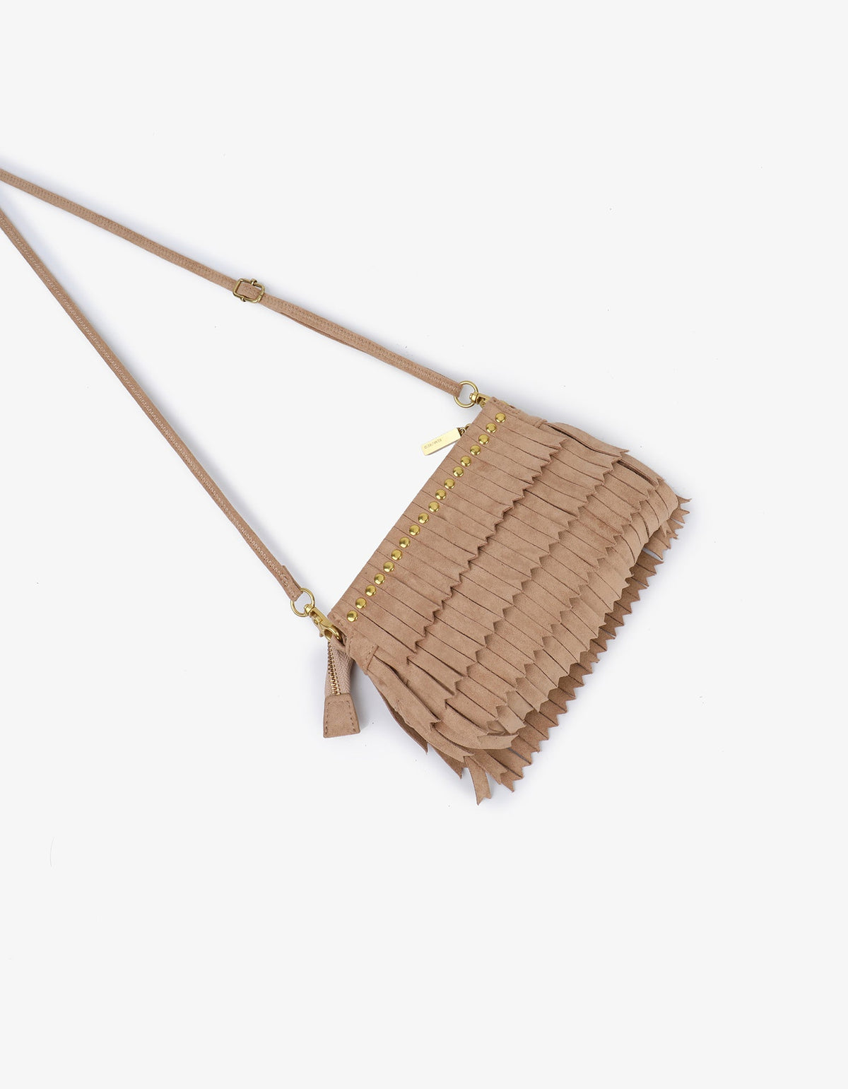 VASSEL FRINGE CLUTCH FAUX SUEDE TAN - REMI/REID