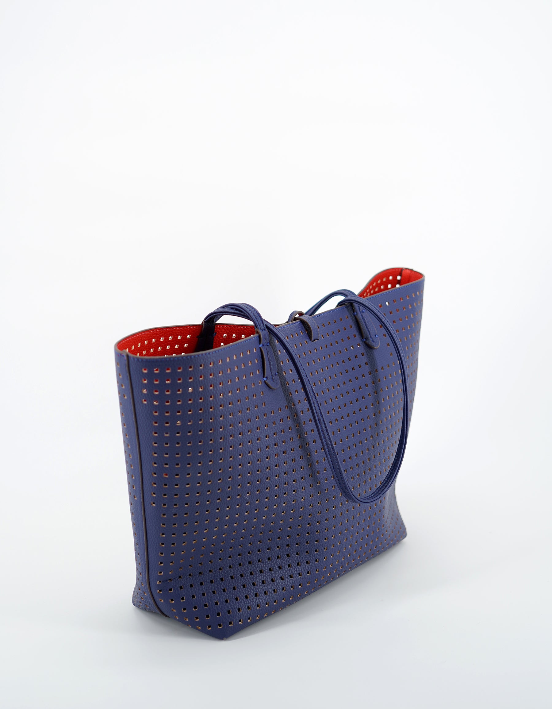 DEPARTURE TOTE PERFORATED SQUARE ROYAL BLUE/CORAL