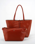 DEPARTURE TOTE PERFORATED SQUARE BURNT TERRACOTTA/PUTTY