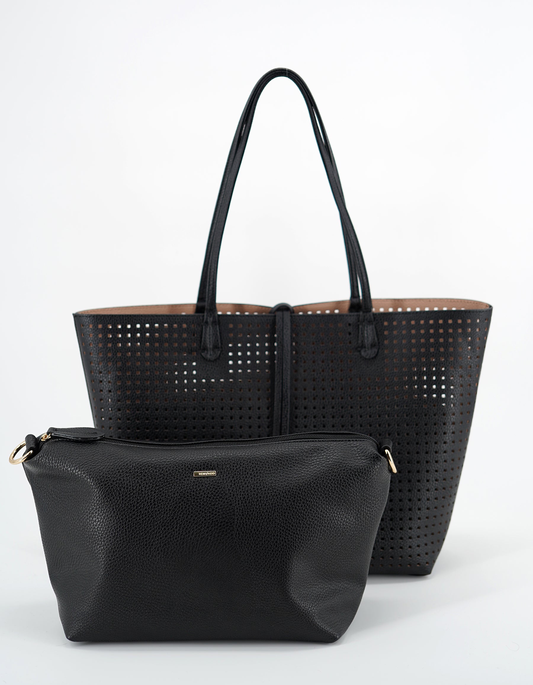 DEPARTURE TOTE PERFORATED SQUARE BLACK/NUDE