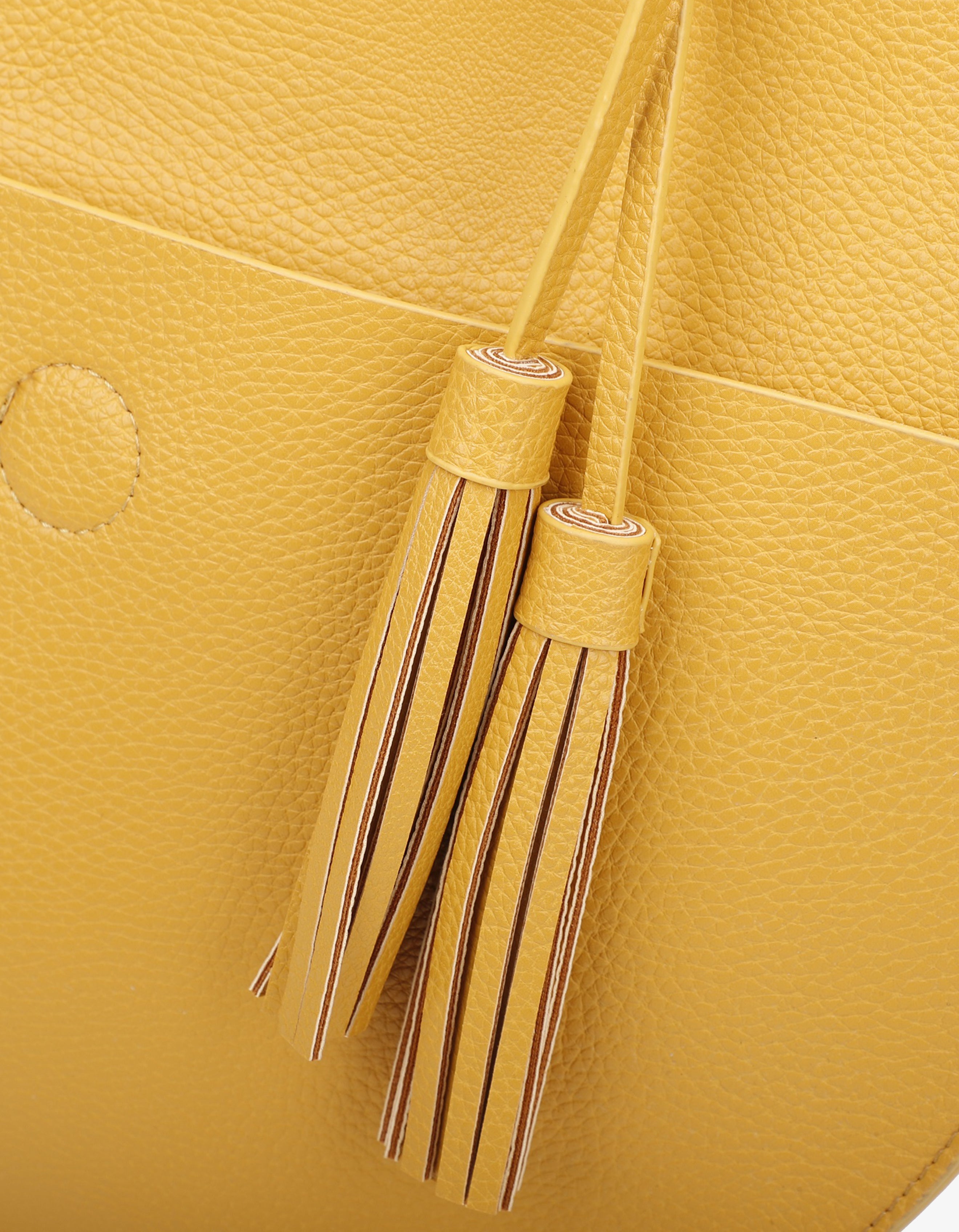 ALISON CIRCLE  TOTE MUSTARD/CREAM