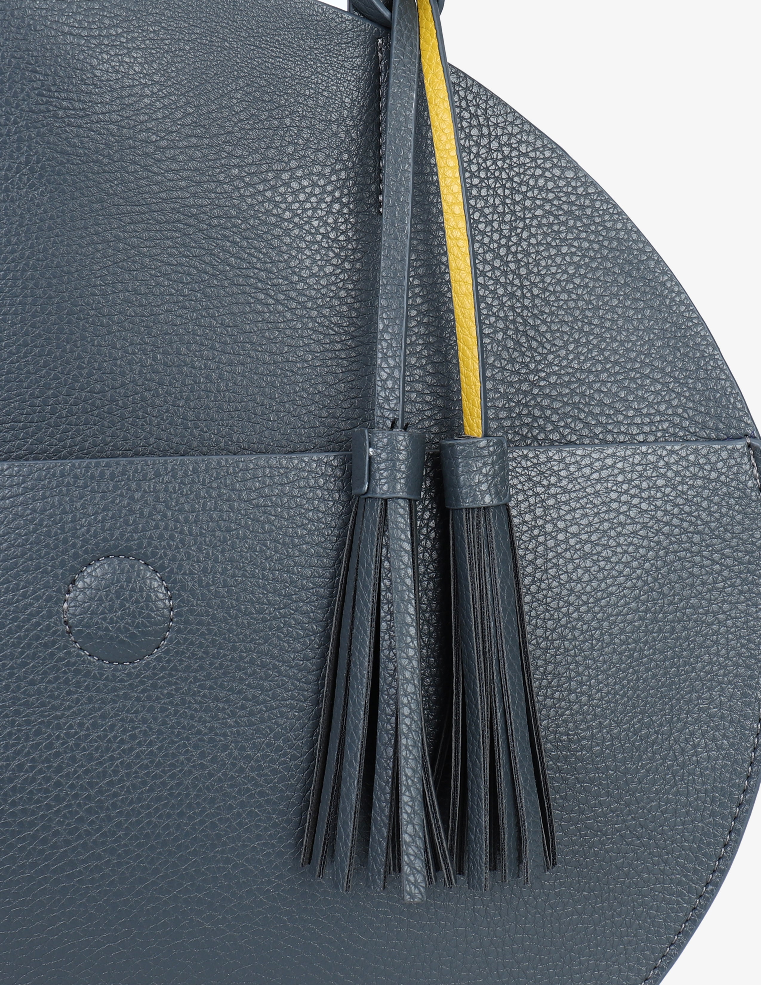 ALISON CIRCLE TOTE SLATE/MUSTARD