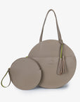 ALISON CIRCLE TOTE TAUPE/LIME