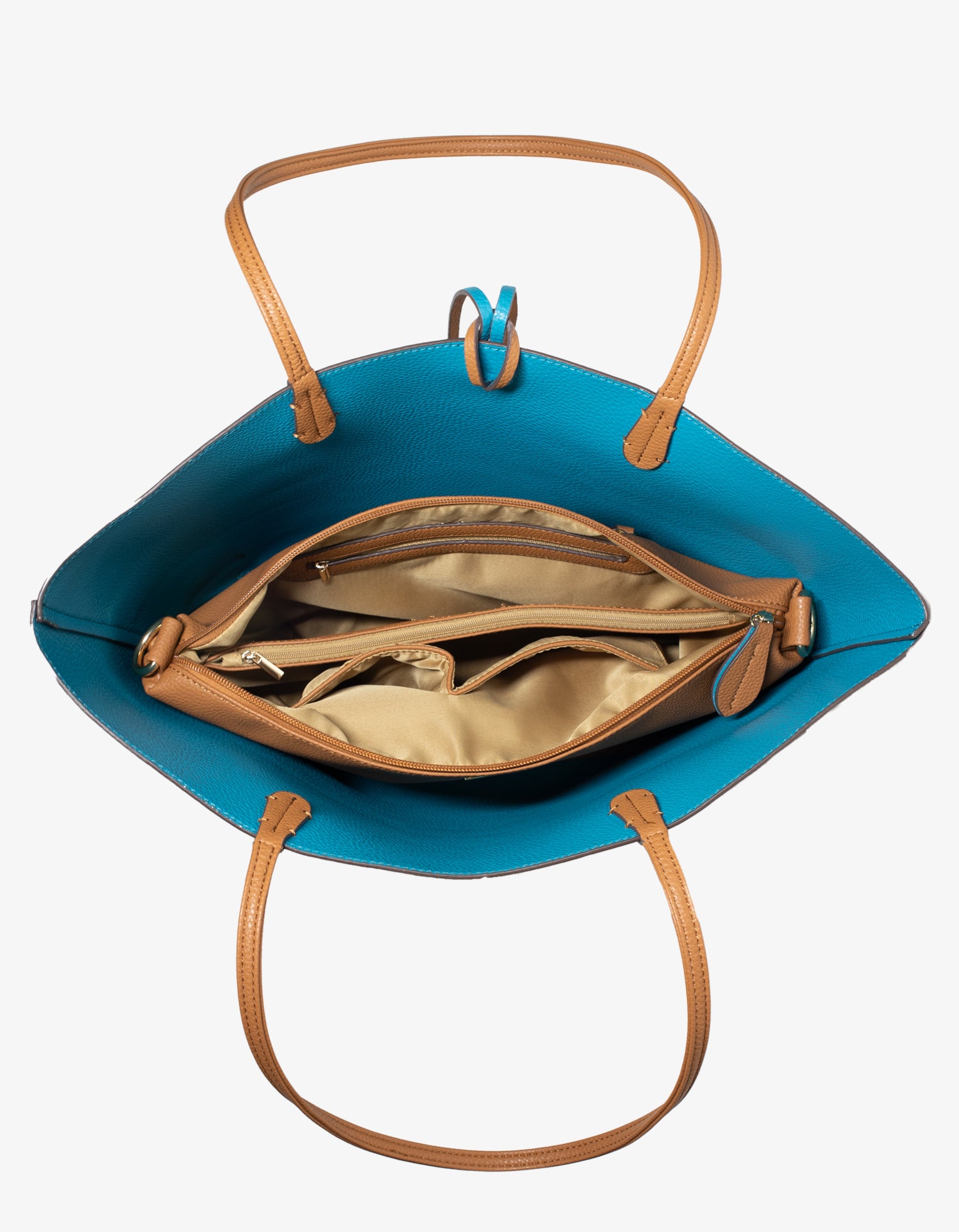 DEPARTURE TOTE CAMEL/TEAL