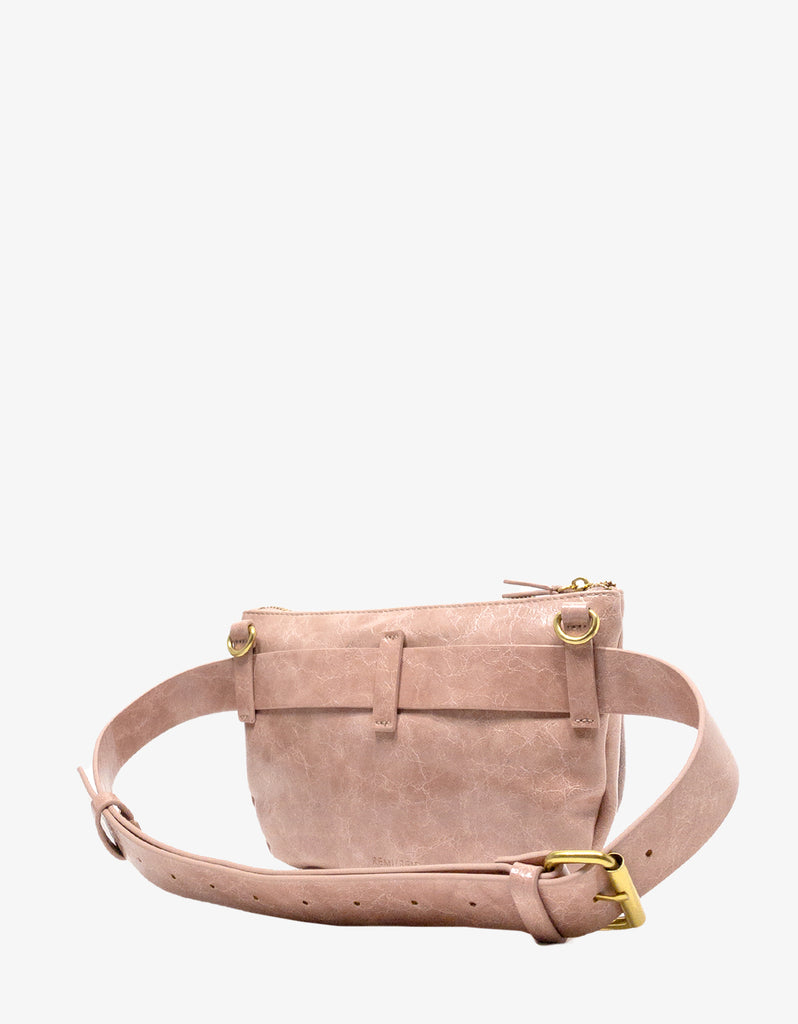 LEO CONVERTIBLE CROSSBODY SLING AND BELT BAG LARGE WAXED BALLET PINK