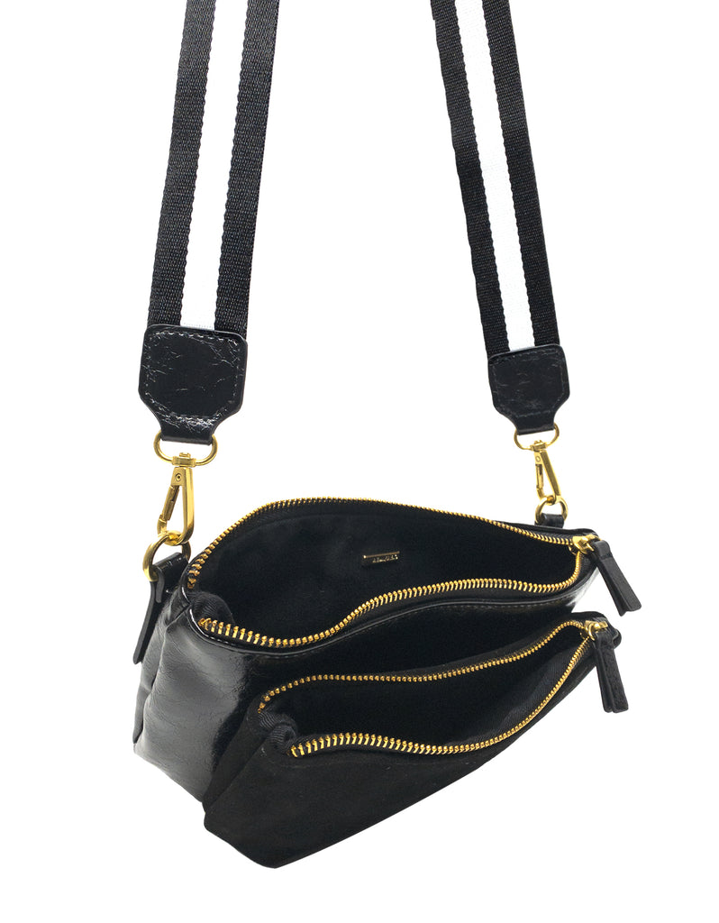 LEO CONVERTIBLE CROSSBODY SLING AND BELT BAG LARGE WAXED BLACK