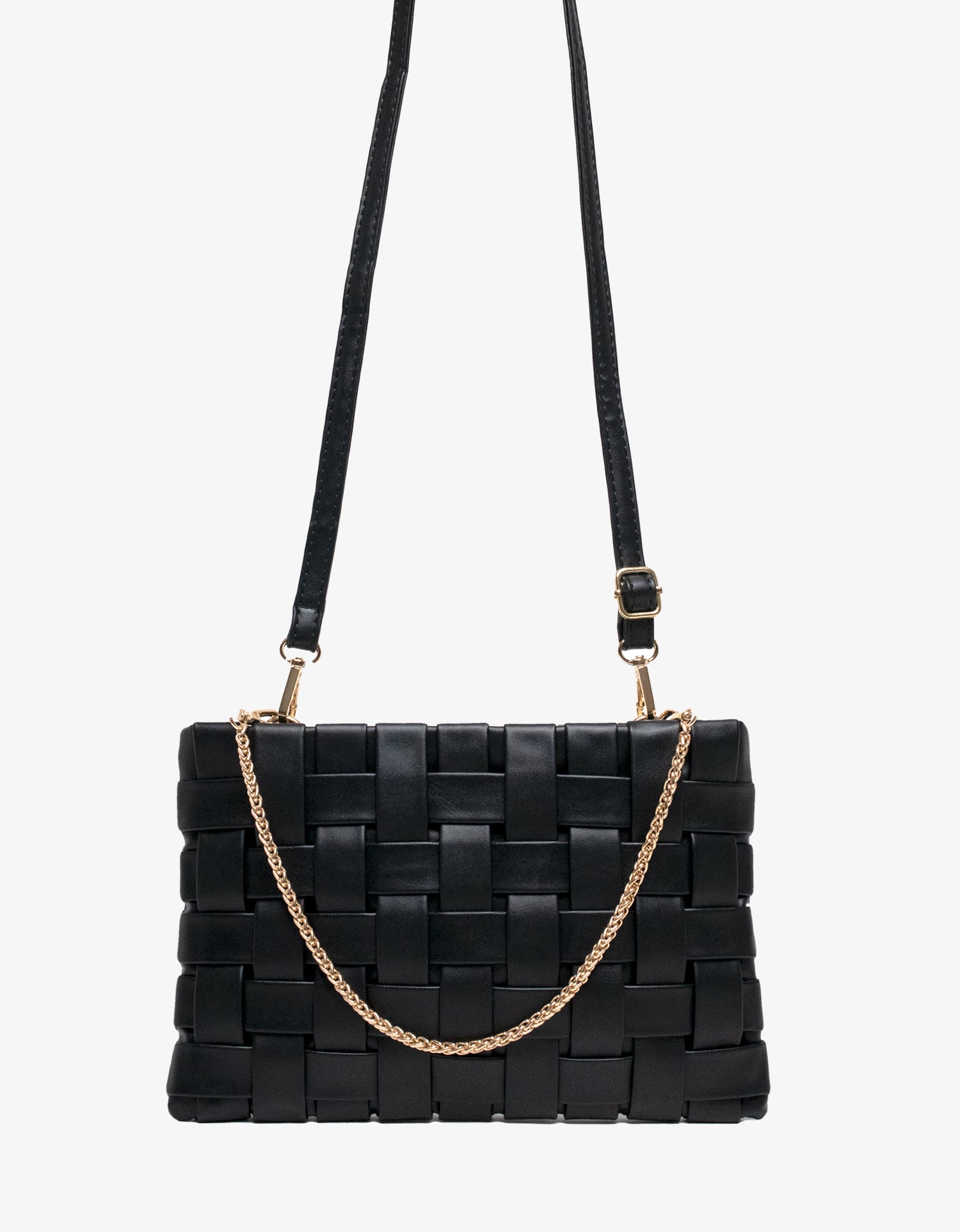 LINDY CLUTCH WOVEN LARGE BLACK