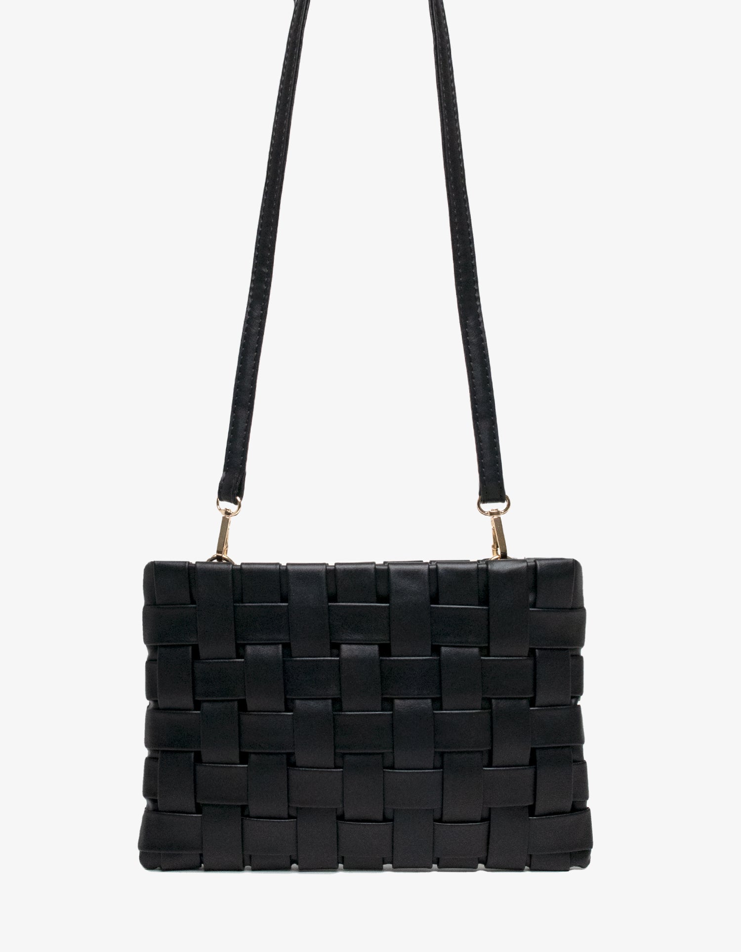 LINDY CLUTCH WOVEN LARGE BLACK