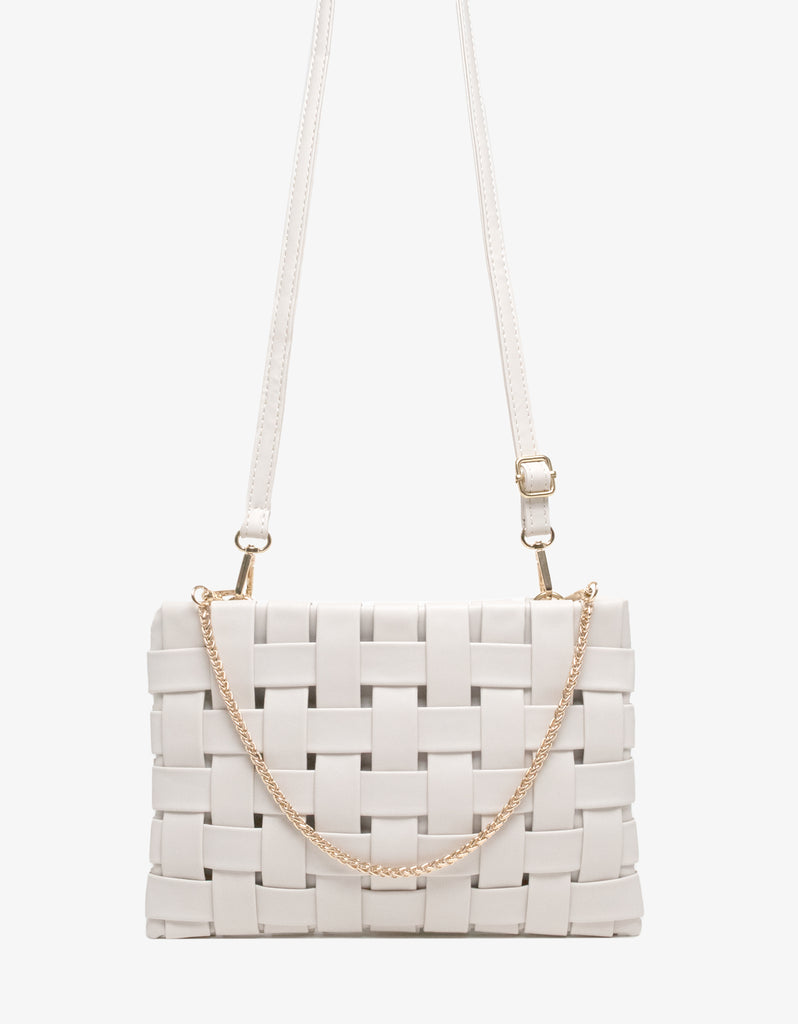 LINDY CLUTCH WOVEN LARGE OFF WHITE