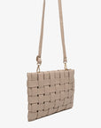 LINDY CLUTCH WOVEN LARGE LIGHT TAN