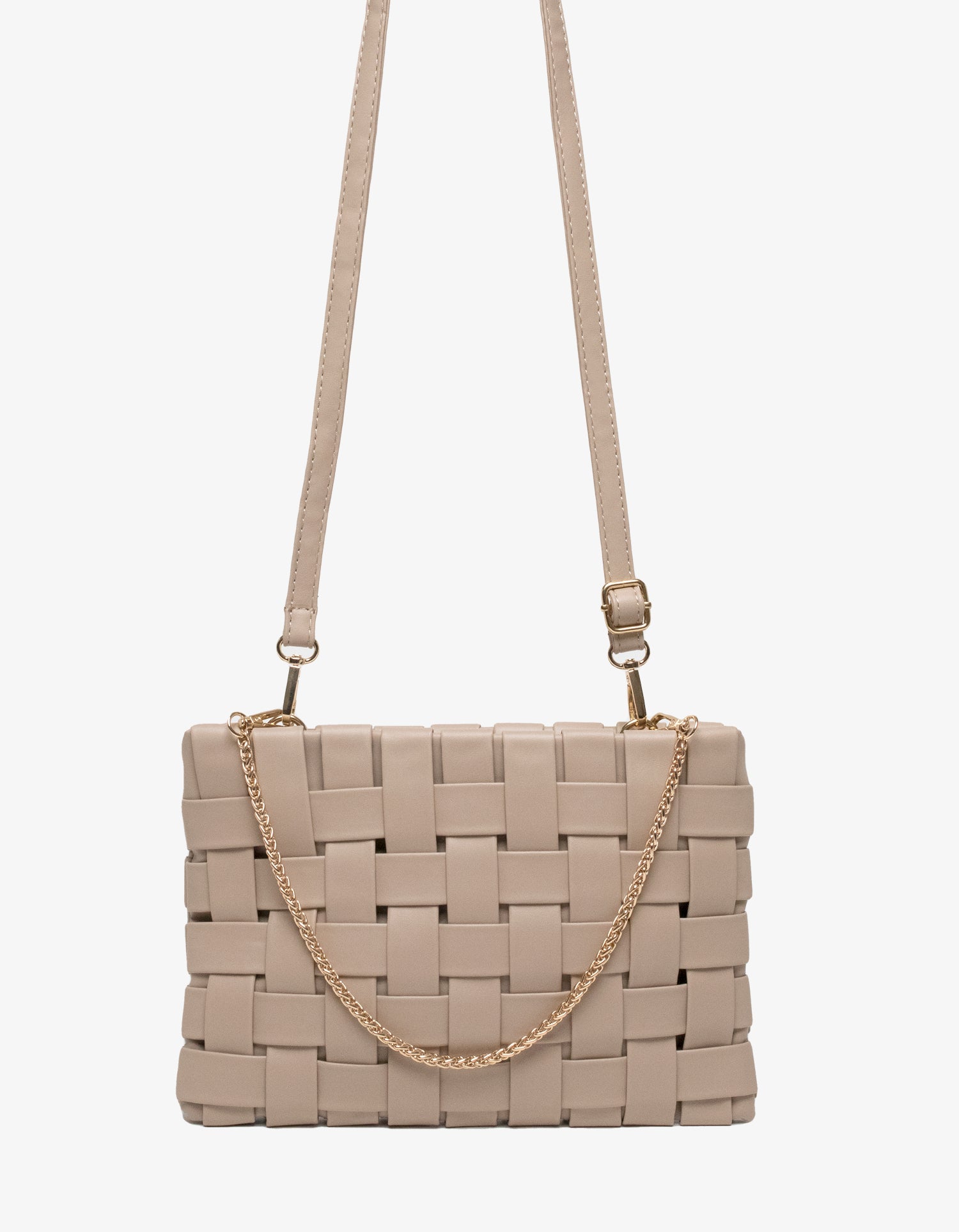 LINDY CLUTCH WOVEN LARGE LIGHT TAN